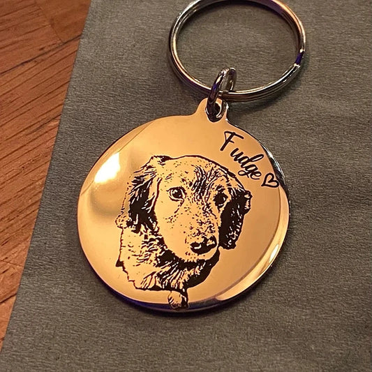 I Love Dog Glass Keychain